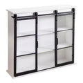 Kate & Laurel All Things Decor 30" x 28" Barnhardt Decorative Wooden Wall Cabinet with 2 Sliding Glass Doors White: 3-Tier Storage