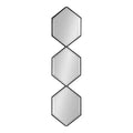 Kate & Laurel All Things Decor 10"x42" Roycen Metal Accent Wall Mirror Black: Modern Hexagon Shape, No Assembly, Wall Mount
