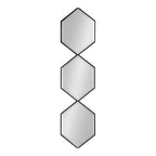 Kate & Laurel All Things Decor 10"x42" Roycen Metal Accent Wall Mirror Black: Modern Hexagon Shape, No Assembly, Wall Mount