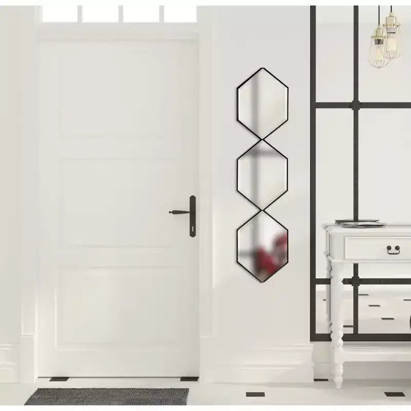 Miroir mural décoratif en métal Roycen, 10"x42" – Fini noir