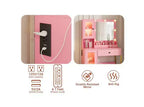 Coiffeuse avec miroir et lumières, Coiffeuse avec station de recharge, Coiffeuse en bois avec lumières RVB pour chambre à coucher, pour filles