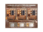 Coiffeuse avec miroir et lumières, Coiffeuse avec station de recharge, Coiffeuse en bois avec lumières RVB pour chambre à coucher, pour filles
