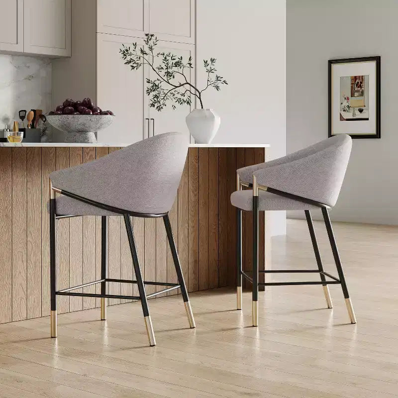 Christopher Knight Home Kalysta Tabourets de comptoir rembourrés en métal moderne avec accoudoirs incurvés (lot de 2)
