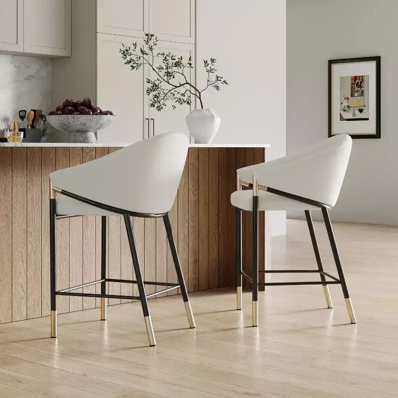 Christopher Knight Home Kalysta Tabourets de comptoir rembourrés en métal moderne avec accoudoirs incurvés (lot de 2)