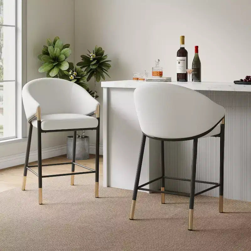 Christopher Knight Home Kalysta Tabourets de comptoir rembourrés en métal moderne avec accoudoirs incurvés (lot de 2)
