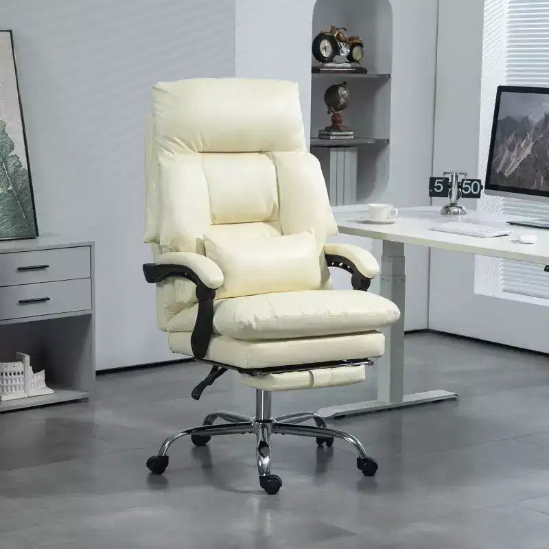 Chaise de bureau inclinable à dossier haut avec repose-pieds – Rembourrage en cuir PU