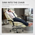 Chaise de bureau inclinable à dossier haut avec repose-pieds – Rembourrage en cuir PU
