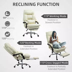 Chaise de bureau inclinable à dossier haut avec repose-pieds – Rembourrage en cuir PU