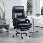 Chaise de bureau inclinable à dossier haut avec repose-pieds – Rembourrage en cuir PU