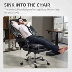 Chaise de bureau inclinable à dossier haut avec repose-pieds – Rembourrage en cuir PU