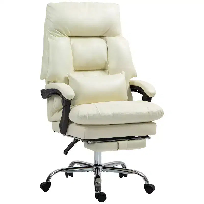 Chaise de bureau inclinable à dossier haut avec repose-pieds – Rembourrage en cuir PU