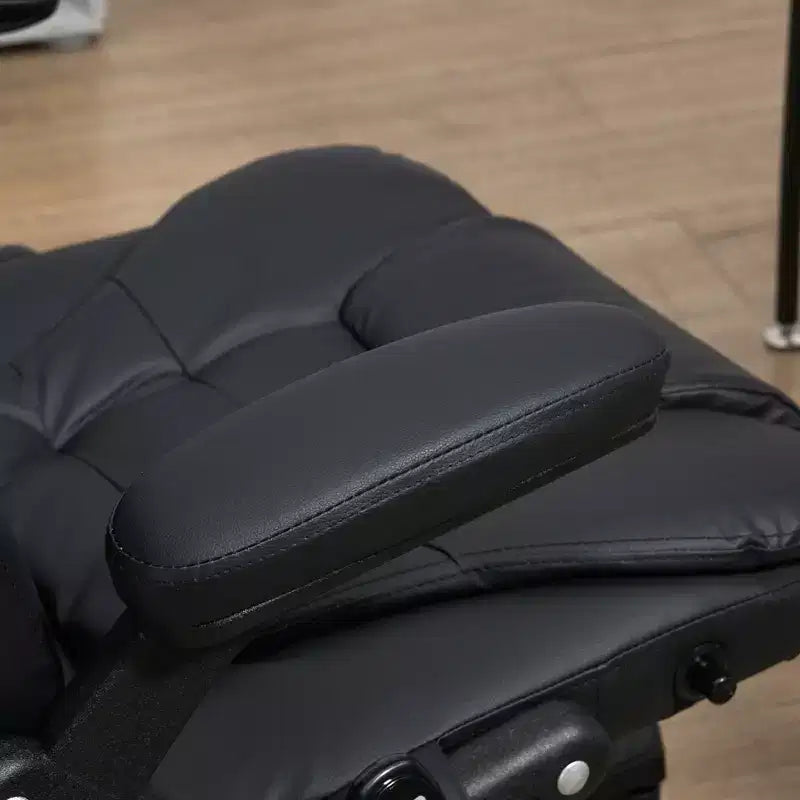 Fauteuil de bureau massant, Fauteuil d'ordinateur inclinable et chauffant avec 6 points de vibration, accoudoir et télécommande
