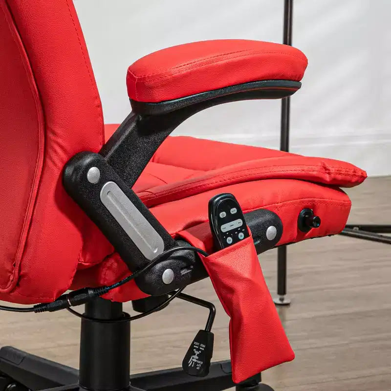 Fauteuil de bureau massant, Fauteuil d'ordinateur inclinable et chauffant avec 6 points de vibration, accoudoir et télécommande