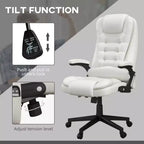 Fauteuil de bureau massant, Fauteuil d'ordinateur inclinable et chauffant avec 6 points de vibration, accoudoir et télécommande