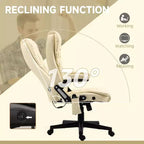 Fauteuil de bureau massant, Fauteuil d'ordinateur inclinable et chauffant avec 6 points de vibration, accoudoir et télécommande