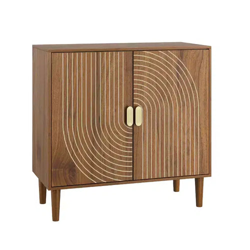 Armoire de rangement d'appoint 2 portes à motif gravé – Style moderne