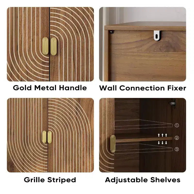 Armoire de rangement d'appoint 2 portes à motif gravé – Style moderne