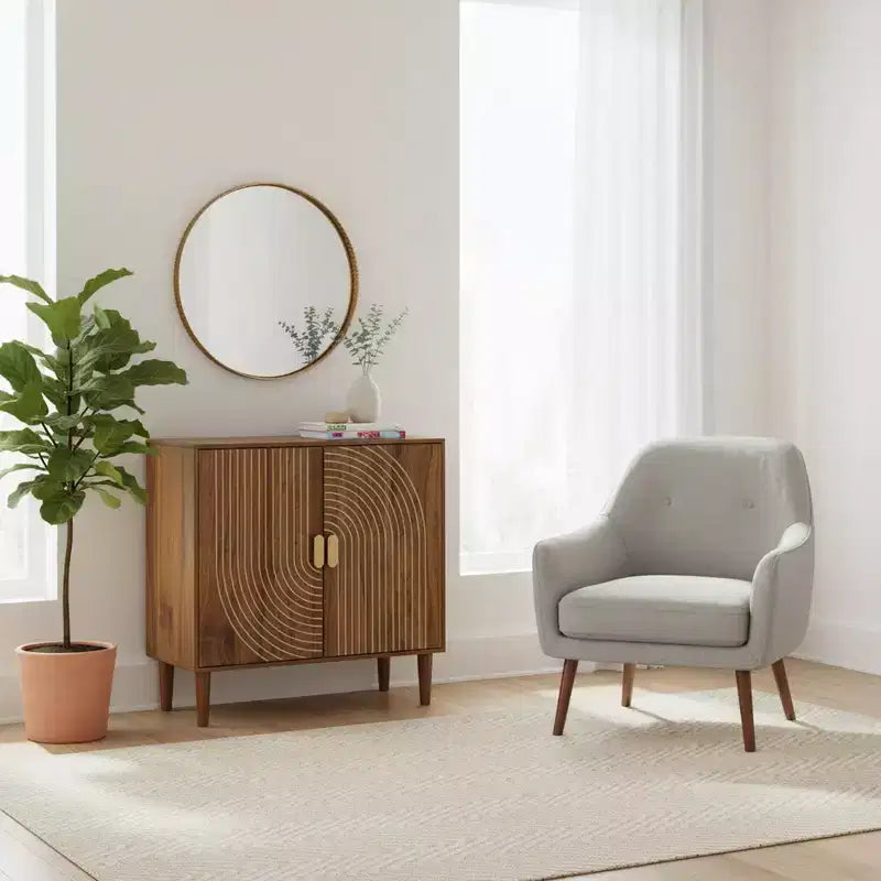 Armoire de rangement d'appoint 2 portes à motif gravé – Style moderne