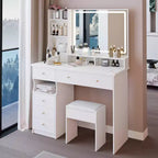 Coiffeuse Okak 41 po avec miroir à commande tactile extra-large, grande capacité de rangement, coiffeuse pour chambre à coucher, studio