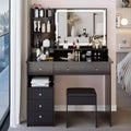 Coiffeuse Okak 41 po avec miroir à commande tactile extra-large, grande capacité de rangement, coiffeuse pour chambre à coucher, studio