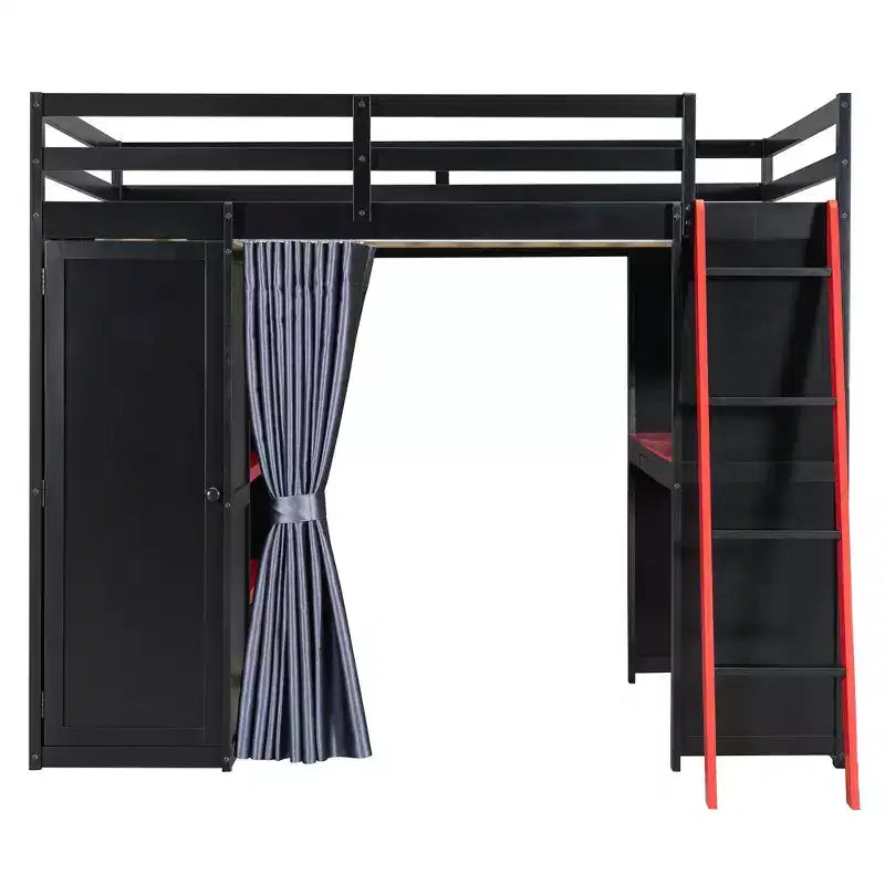 Lit mezzanine pleine grandeur pour le jeu moderne avec lumières RVB, bureau et rangements