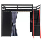 Lit mezzanine pleine grandeur pour le jeu moderne avec lumières RVB, bureau et rangements
