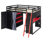 Lit mezzanine pleine grandeur pour le jeu moderne avec lumières RVB, bureau et rangements