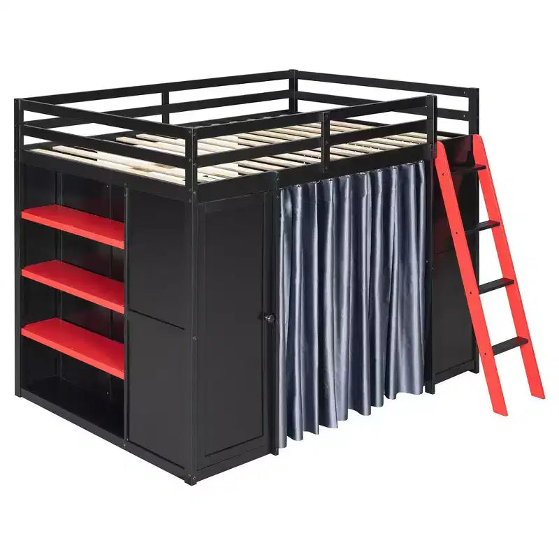 Lit mezzanine pleine grandeur pour le jeu moderne avec lumières RVB, bureau et rangements