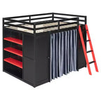 Lit mezzanine pleine grandeur pour le jeu moderne avec lumières RVB, bureau et rangements