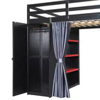 Lit mezzanine pleine grandeur pour le jeu moderne avec lumières RVB, bureau et rangements
