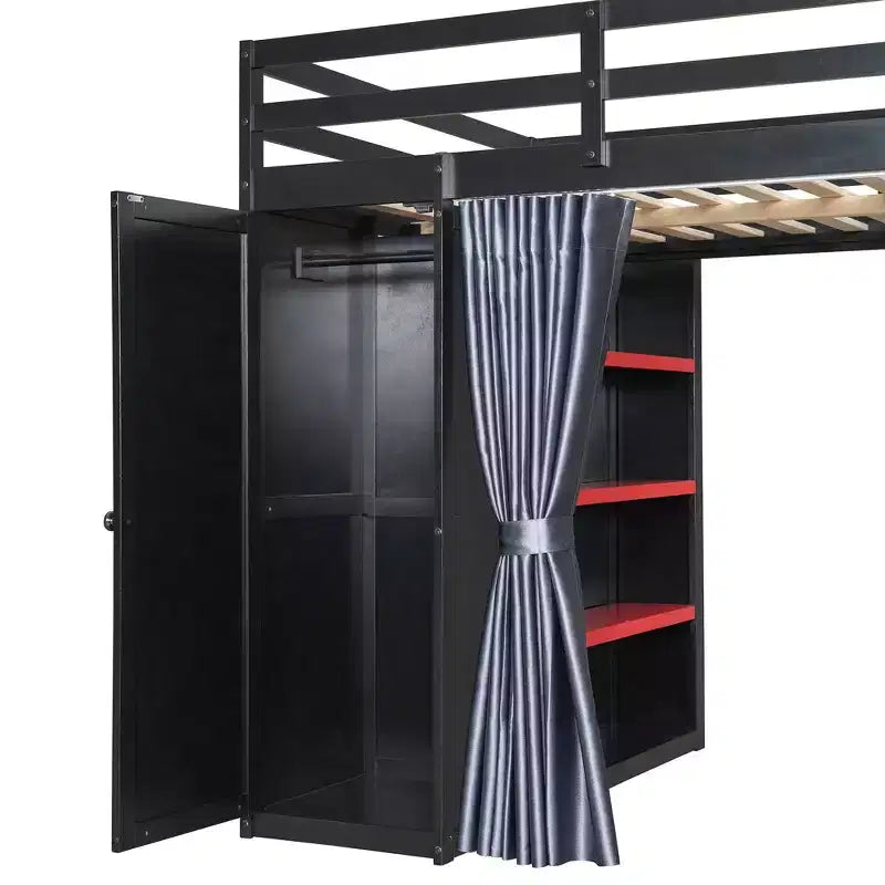Lit mezzanine pleine grandeur pour le jeu moderne avec lumières RVB, bureau et rangements