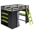 Lit mezzanine pleine grandeur pour le jeu moderne avec lumières RVB, bureau et rangements