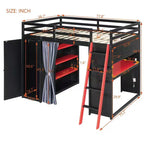 Lit mezzanine pleine grandeur pour le jeu moderne avec lumières RVB, bureau et rangements