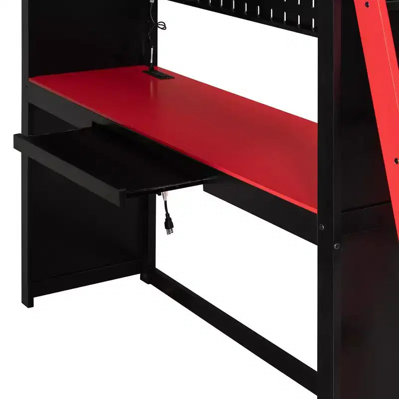 Lit mezzanine pleine grandeur pour le jeu moderne avec lumières RVB, bureau et rangements