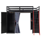 Lit mezzanine pleine grandeur pour le jeu moderne avec lumières RVB, bureau et rangements