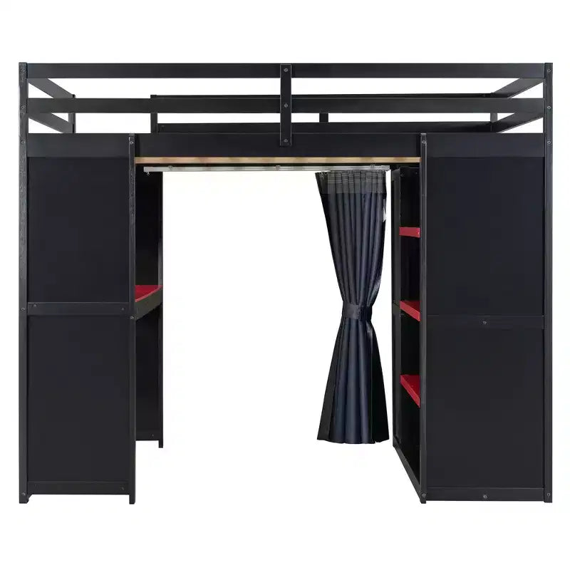 Lit mezzanine pleine grandeur pour le jeu moderne avec lumières RVB, bureau et rangements