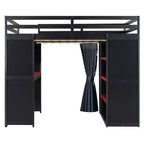 Lit mezzanine pleine grandeur pour le jeu moderne avec lumières RVB, bureau et rangements