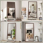 Miroir contemporain pleine longueur de 70 po – Cadre en bois minimaliste