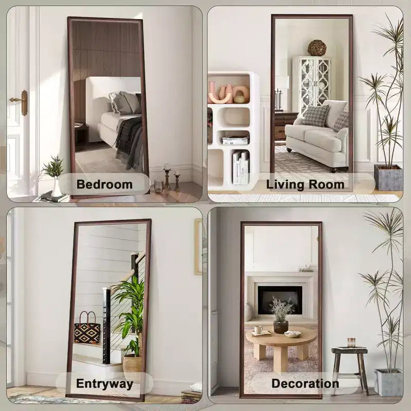 Miroir contemporain pleine longueur de 70 po – Cadre en bois minimaliste