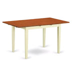 Ensemble de salle à manger 3 pièces HomeStock, dessus en bois massif rectangulaire, finition lin blanc, avec rallonge papillon