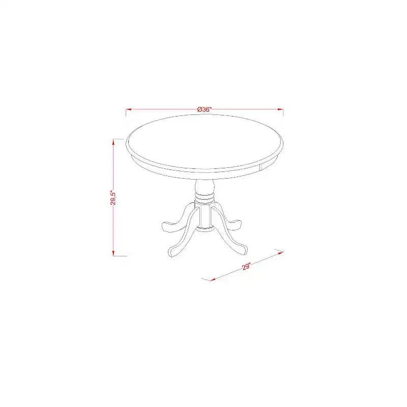 Table de salle à manger HomeStock 5 pièces ronde avec plateau en bois massif finition Cappuccino et 4 chaises