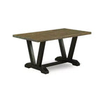 Table à manger 5 pièces en bois massif HomeStock avec plateau finition jacobine vieillie et 4 chaises