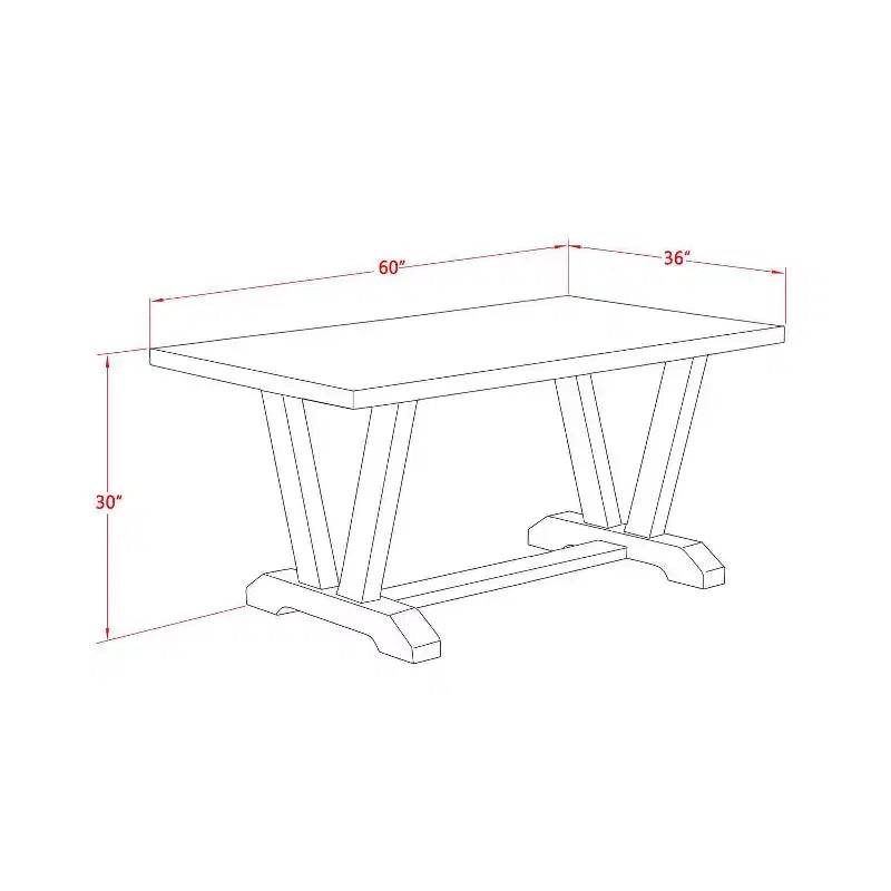 Table à manger 5 pièces en bois massif HomeStock avec plateau finition jacobine vieillie et 4 chaises