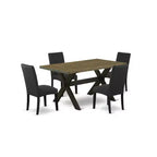 HomeStock 5-Piece Natural Oak Finish Solid Wood Top Dining table with 4 Chairs
