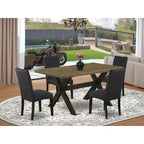 Ensemble de salle à manger HomeStock 5 pièces, table avec plateau en bois massif finition chêne naturel et 4 chaises