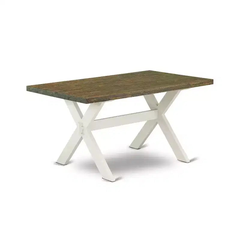 Ensemble de salle à manger jacobéen 6 pièces en bois massif – Table de 183 cm, banc et 4 chaises, 5 places