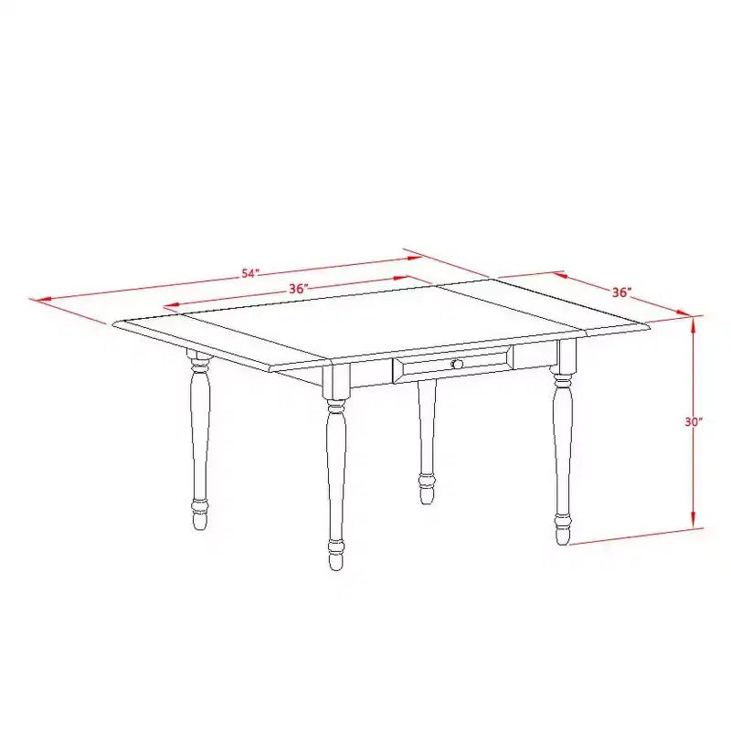 Ensemble de salle à manger 3 pièces en bois massif finition acajou avec table à rabats et 2 chaises