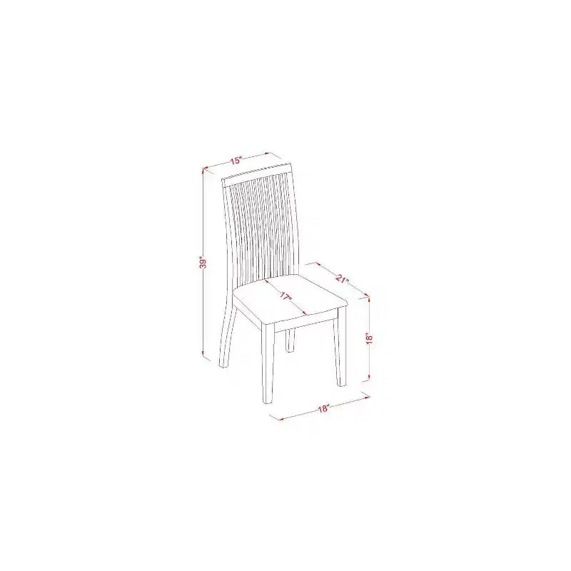 Ensemble de salle à manger 3 pièces en bois massif finition acajou avec table à rabats et 2 chaises