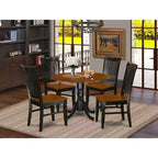Ensemble Table et 4 Chaises de Salle à Manger Rondes - Design Rustique - Finition Cerisier Noir - 107 cm