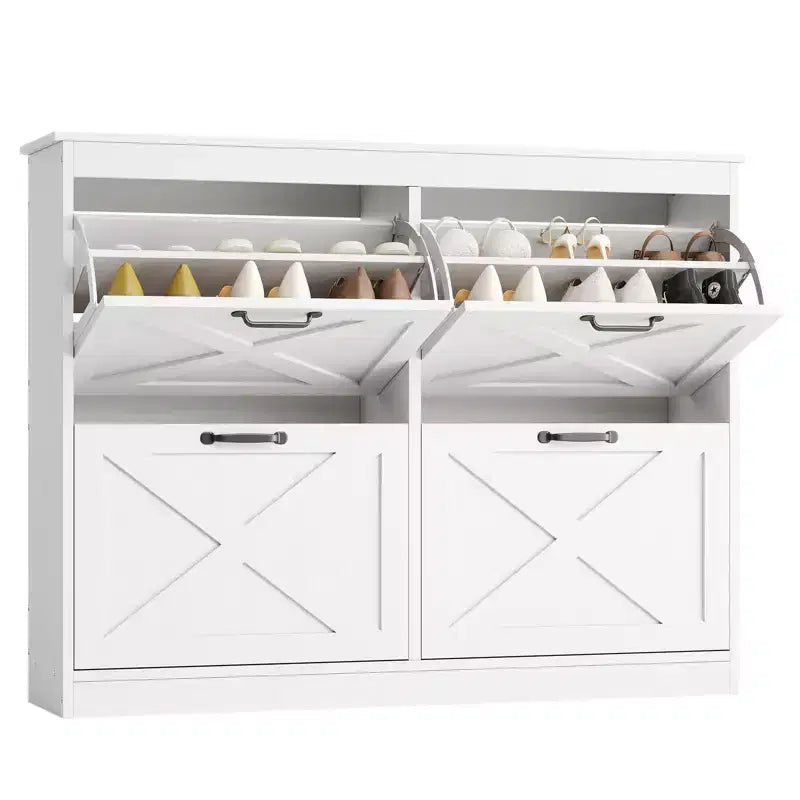 41Meuble à chaussures avec 4 tiroirs basculants, meuble à chaussures moderne style ferme avec étagères réglables, organisateur autoportant étroit pour salon, chambre à coucher